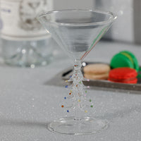 Zodax Treetop Cheers Martini Glasses - Holiday Stemware, Set of 4, Clear