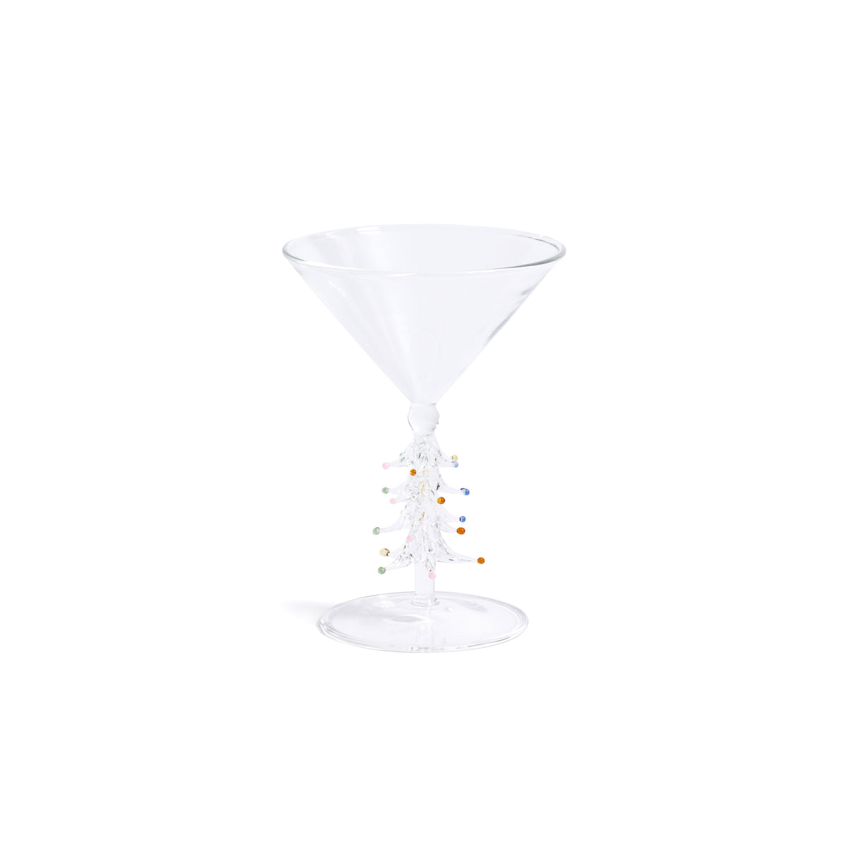 Zodax Treetop Cheers Martini Glasses - Holiday Stemware, Set of 4, Clear
