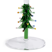 Zodax Treetop Cheers Glass Champagne Flutes - Holiday Stemware, Set of 4, Green