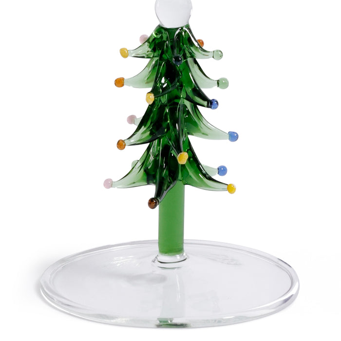 Zodax Treetop Cheers Glass Champagne Flutes - Holiday Stemware, Set of 4, Green
