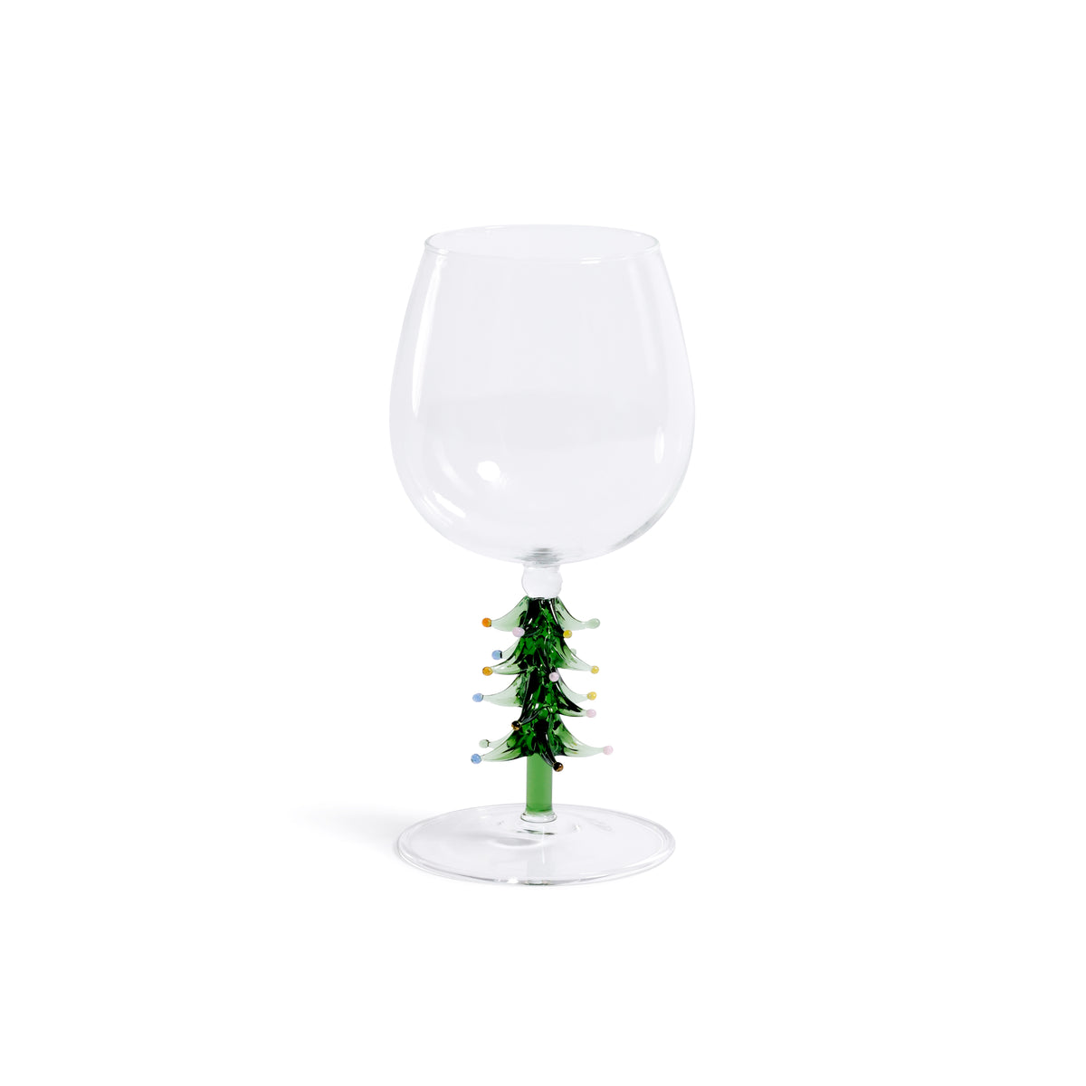 Zodax Treetop Cheers Wine Glasses - Holiday Stemware, Set of 4, Green