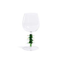 Zodax Treetop Cheers Wine Glasses - Holiday Stemware, Set of 4, Green