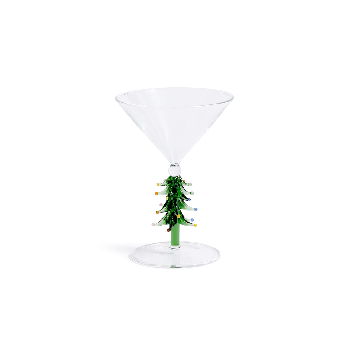 Zodax Treetop Cheers Martini Glasses - Holiday Stemware, Set of 4, Green