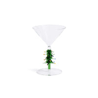 Zodax Treetop Cheers Martini Glasses - Holiday Stemware, Set of 4, Green