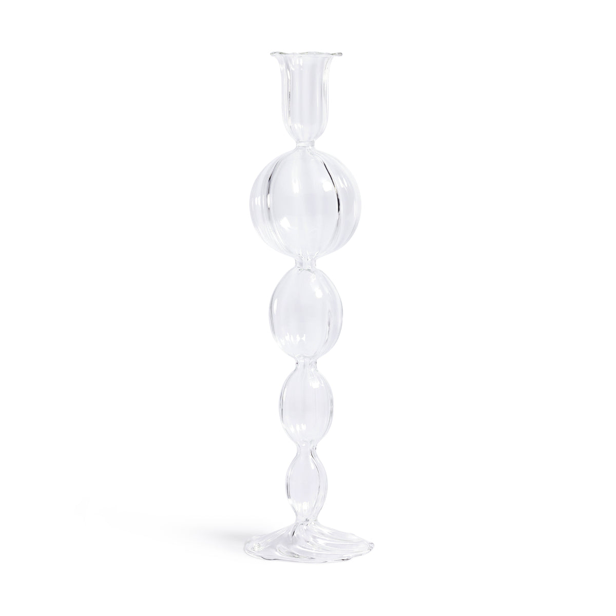 Zodax Marais Blown Glass Taper Candle Holders, Set of 4, D-11.5"