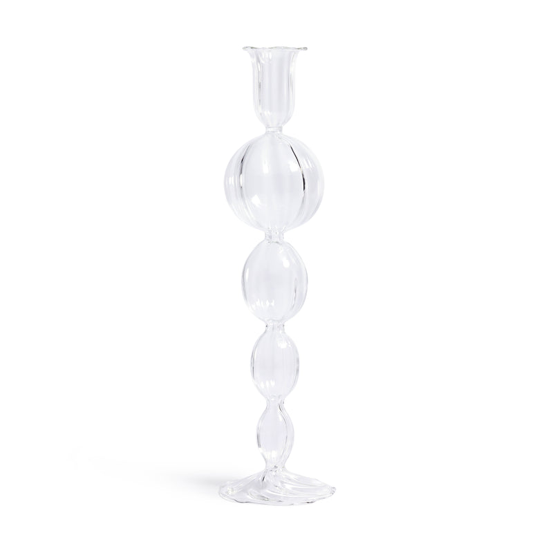 Zodax Marais Blown Glass Taper Candle Holders, Set of 4, D-11.5"