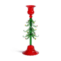 Zodax Holiday Tree Taper Candle Holders, Set of 4, Red & Green, 9.25"