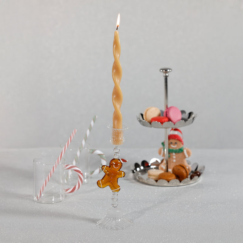 Zodax Holiday Gingerbread Taper Candle Holders, Set of 4