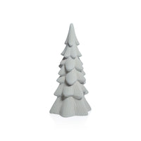 Zodax Snow-Covered Flocked Ceramic Decorative Trees, Holiday Tabletop Décor, Set of 4, 11"