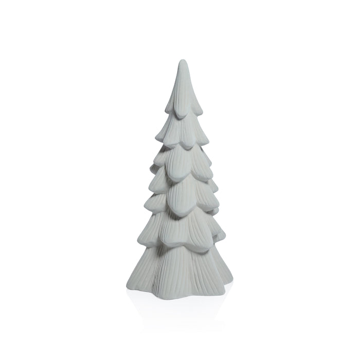 White ceramic Christmas tree on a white background