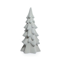 Zodax Snow-Covered Flocked Ceramic Decorative Trees, Holiday Tabletop Décor, Set of 4, 14"
