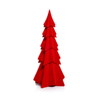 Zodax Flocked Decorative Trees - Holiday Tabletop Décor, Set of 4, Red, 12.5"