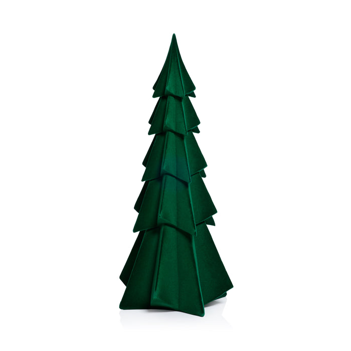 Zodax Flocked Decorative Trees - Holiday Tabletop Décor, Set of 4, Green, 15.5"