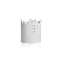 Zodax Skyline Ceramic Multipurpose Hurricanes or Planters, Decorative Holders, Set of 2, 4.5"