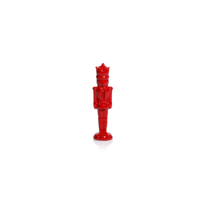 Zodax Hartwin Ceramic Red Nutcracker Figurines, Set of 4, Holiday Tabletop Décor