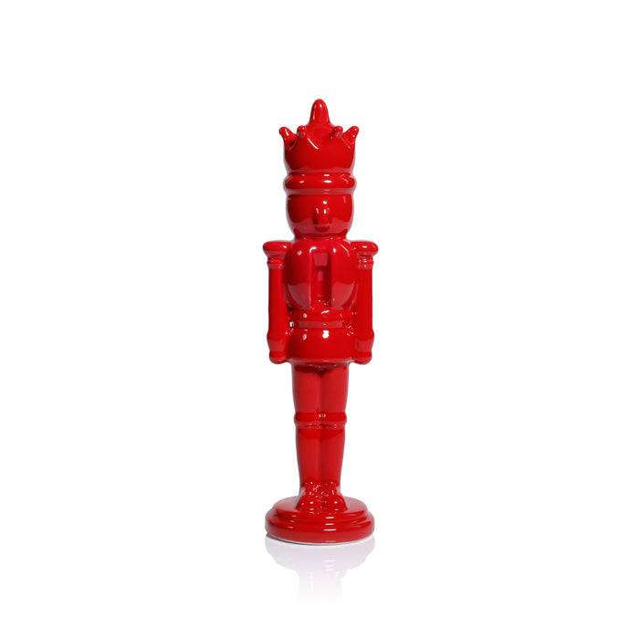 Zodax Hartwin Ceramic Red Nutcracker Figurines, Holiday Tabletop Décor, 2-Piece Set, A-11.5"