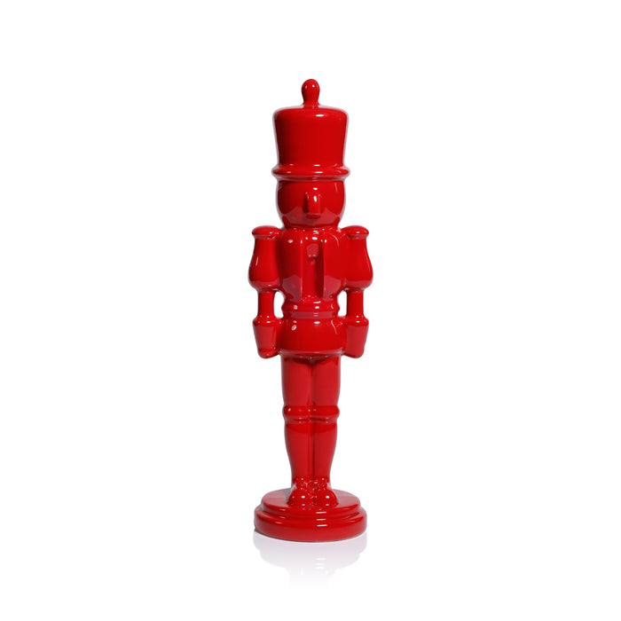 Zodax Hartwin Ceramic Red Nutcracker Figurines, Holiday Tabletop Décor, 2-Piece Set, B-13.25"