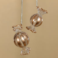 Zodax Wrapped Candy Glass Holiday Ornaments, 12 Hanging Pieces (6 Sets of 2)