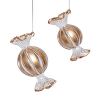 Zodax Wrapped Candy Glass Holiday Ornaments, 12 Hanging Pieces (6 Sets of 2)