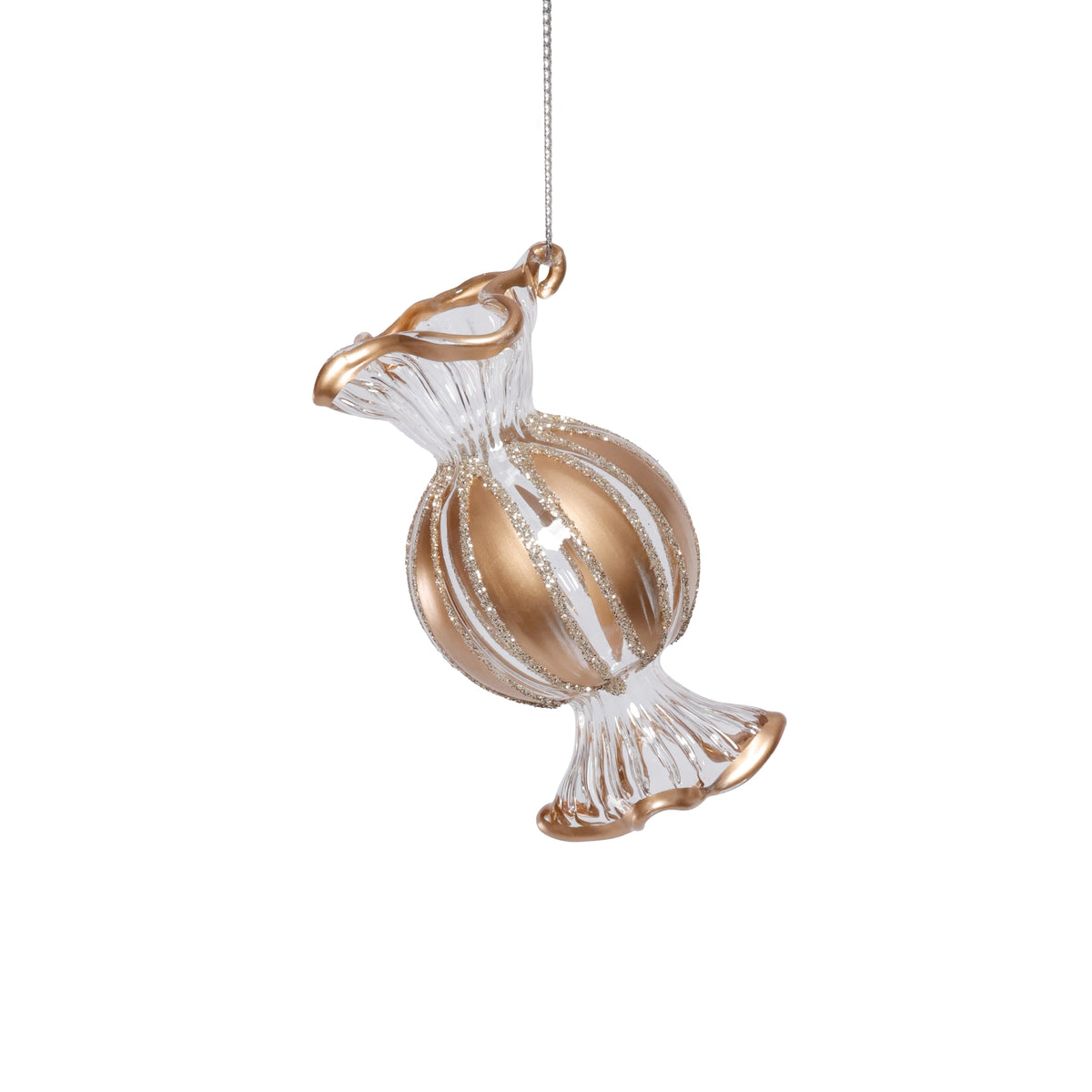 Zodax Wrapped Candy Glass Holiday Ornaments, 12 Hanging Pieces (6 Sets of 2)