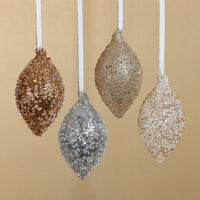 Zodax Beaded Tear Drop Glass Ornaments, 12 Hanging Pieces (3 Sets of 4 Assorted)