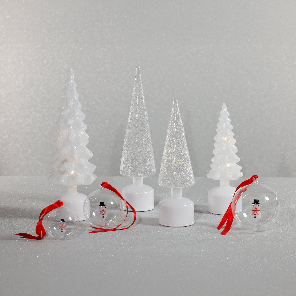 Zodax LED Glass Rotating Tree, Holiday Lighted Table Décor, White Opal, 11.75"