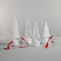 Zodax LED Glass Rotating Tree, Holiday Lighted Table Décor, White Opal, 11.75"