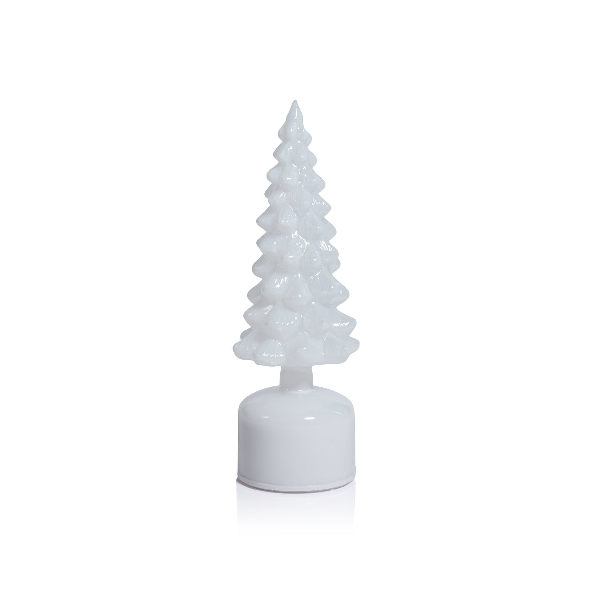 Zodax LED Glass Rotating Tree, Holiday Lighted Table Décor, White Opal, 11.75"
