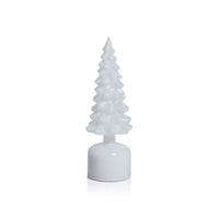Zodax LED Glass Rotating Tree, Holiday Lighted Table Décor, White Opal, 11.75"