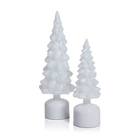 Zodax LED Glass Rotating Tree, Holiday Lighted Table Décor, White Opal, 11.75"