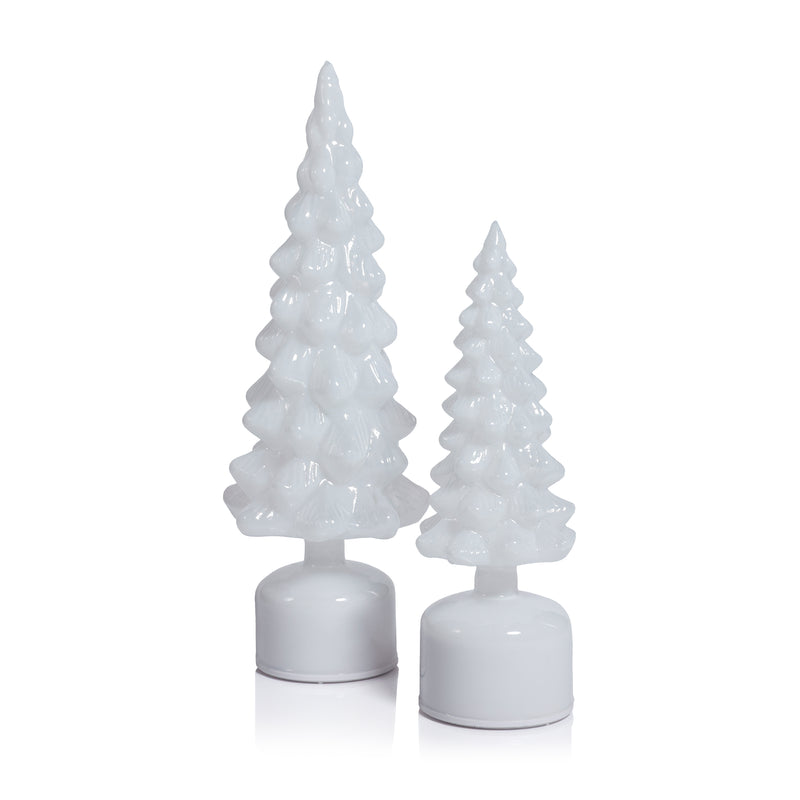 Zodax LED Glass Rotating Tree, Holiday Lighted Table Décor, White Opal, 11.75"
