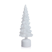 Zodax LED Glass Rotating Tree, Holiday Lighted Table Décor, White Opal, 15.75"
