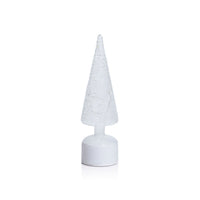 Zodax LED Glass Rotating Tree, Holiday Lighted Table Décor, White Sugar Bead, 11.75"