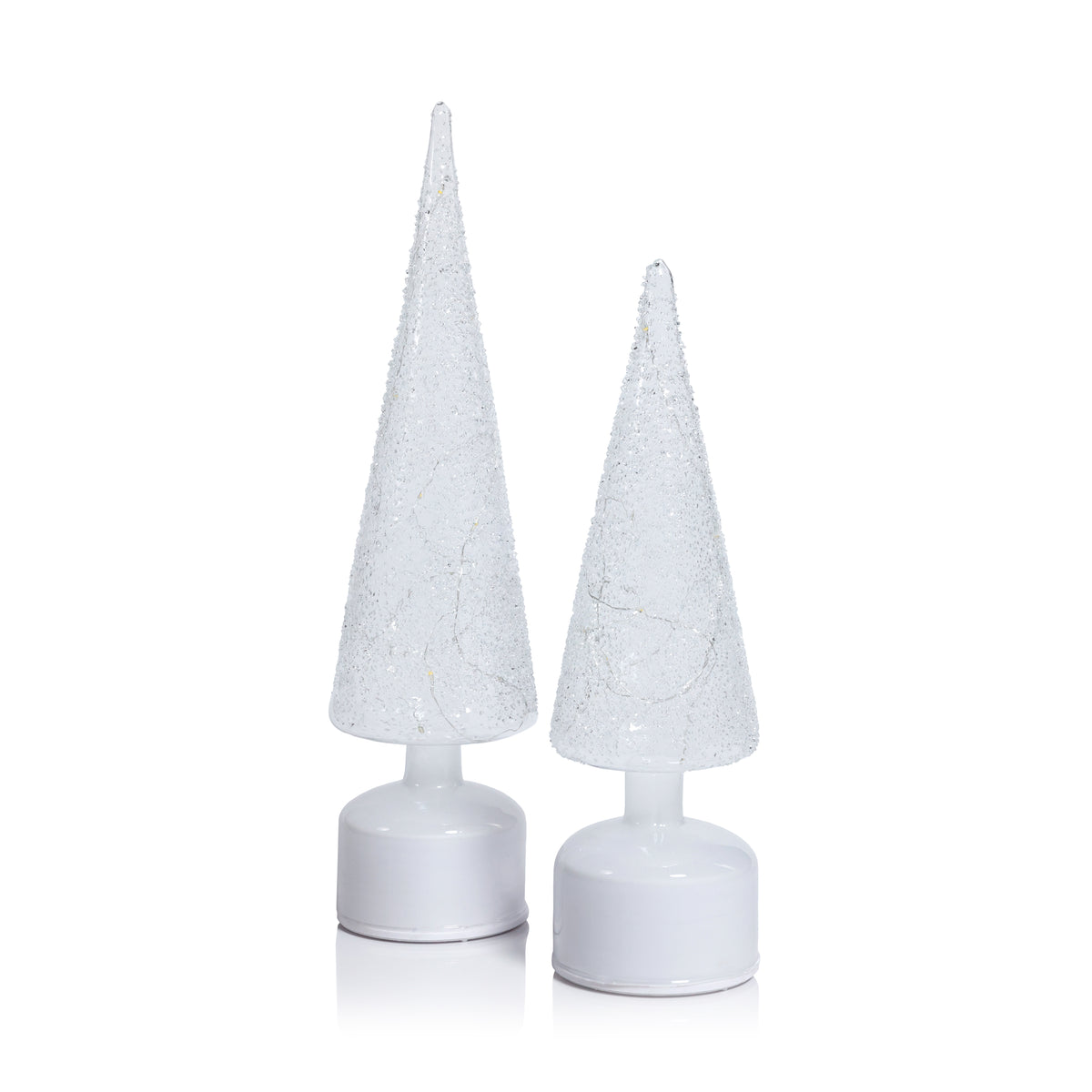 Zodax LED Glass Rotating Tree, Holiday Lighted Table Décor, White Sugar Bead, 11.75"