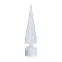Zodax LED Glass Rotating Tree, Holiday Lighted Table Décor, White Sugar Bead, 15.75"
