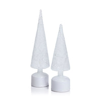 Zodax LED Glass Rotating Tree, Holiday Lighted Table Décor, White Sugar Bead, 15.75"