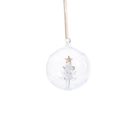 Zodax Clear Glass Ball Ornaments with Holiday Motif, Set of 6, Tree, 3.25"