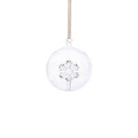 Zodax Clear Glass Ball Ornaments with Holiday Motif, Set of 6, Snowflake, 3.25"