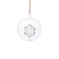 Zodax Clear Glass Ball Ornaments with Holiday Motif, Set of 6, Snowflake, 4"