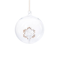 Zodax Clear Glass Ball Christmas Ornaments with Holiday Motif, 4.75", Set of 4, Snowflake