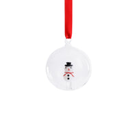 Zodax Clear Glass Ball Ornaments with Holiday Motif, Set of 6, Snowman, 3.25"