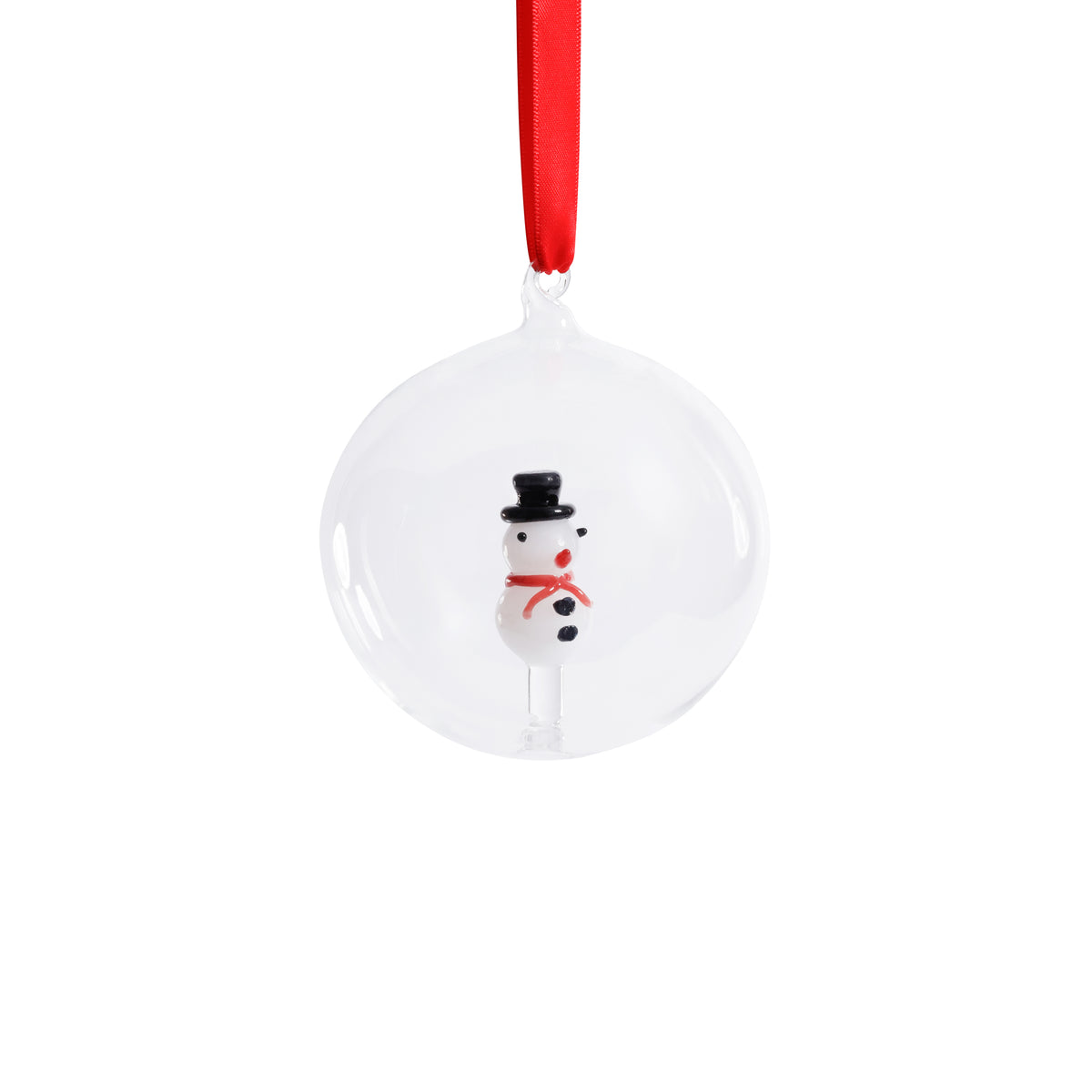Zodax Clear Glass Ball Ornaments with Holiday Motif, Set of 6, Snowman, 4"