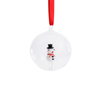 Zodax Clear Glass Ball Ornaments with Holiday Motif, Set of 6, Snowman, 4"