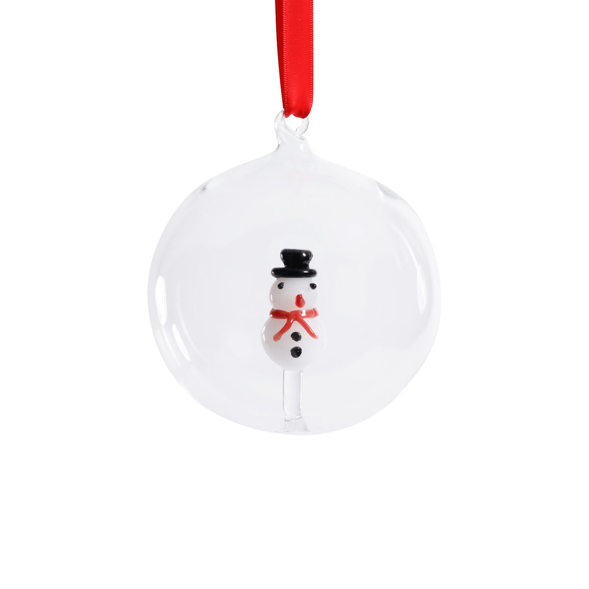Zodax Clear Glass Ball Christmas Ornaments with Holiday Motif, 4.75", Set of 4, Snowman