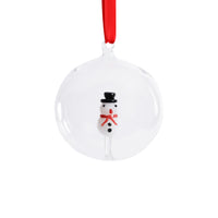 Zodax Clear Glass Ball Christmas Ornaments with Holiday Motif, 4.75", Set of 4, Snowman