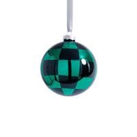 Zodax Checkered Glass Ball Christmas Ornaments, Set of 6, 4"
