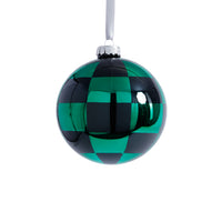 Zodax 4-Piece Set Checkered 4.75" Glass Ball Christmas Ornaments