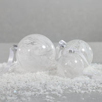 Zodax White Watercolor Glass Ball Christmas Ornaments, Set of 6, 3.25"