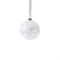 Zodax White Watercolor Glass Ball Christmas Ornaments, Set of 6, 3.25"