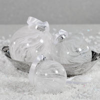 Zodax White Watercolor Glass Ball Christmas Ornaments, Set of 6, 4"